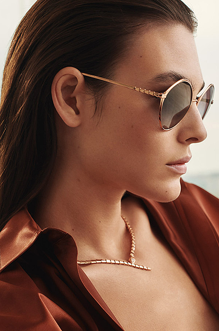 Bvlgari Serpenti Round Sunglasses with Twisted Gold Temple Detail (Multiple Colors)