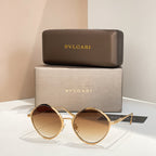 Bvlgari Serpenti Round Sunglasses with Twisted Gold Temple Detail (Multiple Colors)