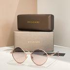 Bvlgari Serpenti Round Sunglasses with Twisted Gold Temple Detail (Multiple Colors)