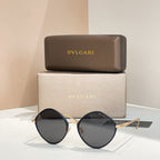 Bvlgari Serpenti Round Sunglasses with Twisted Gold Temple Detail (Multiple Colors)