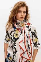 Chanel Jardin Étoilé Silk Blouse with Scarf Detail