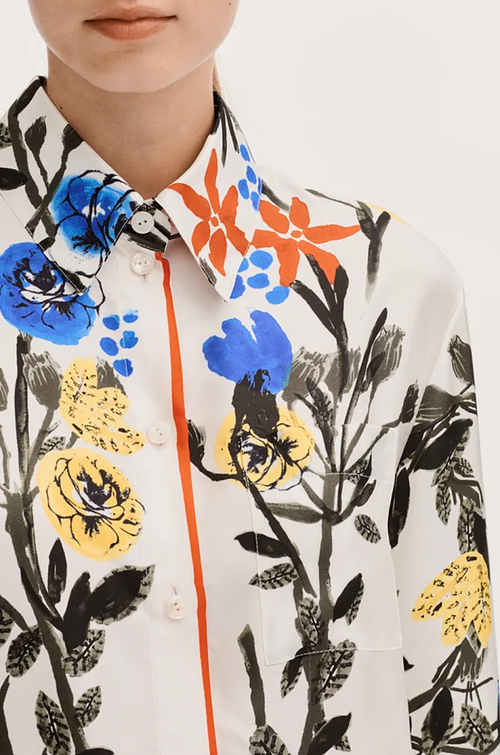 Chanel Jardin Étoilé Silk Blouse with Scarf Detail