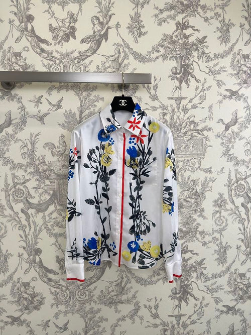 Chanel Jardin Étoilé Silk Blouse with Scarf Detail