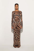 Emilio Pucci Earth Tones Sheer Mesh Maxi Dress