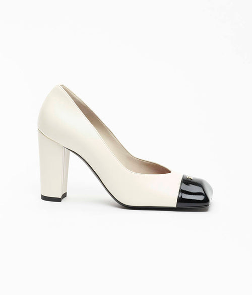 CHANEL – Éternelle Cap-Toe Block Heel Pumps