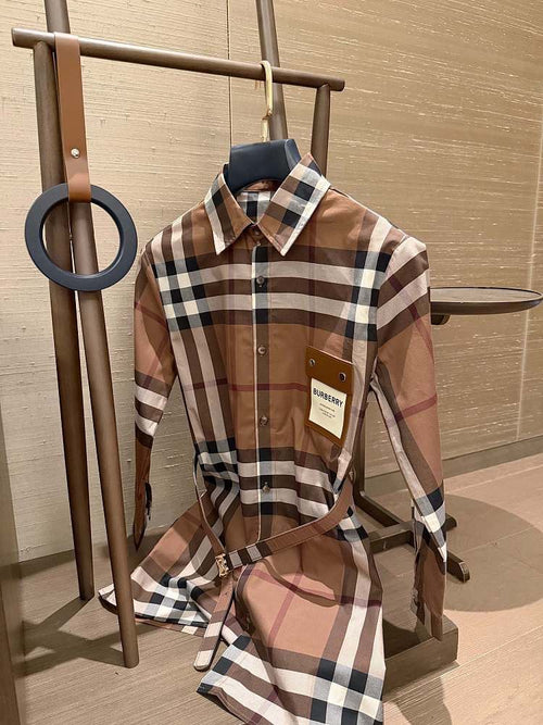 Burberry Élan Check Belted Shirt Dress