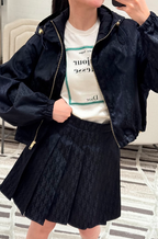 Dior Oblique Noir Sport Set-Hooded Jacket & Pleated Mini Skirt