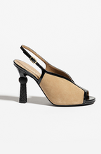 Chanel “Caviar Chic” Sculpted Slingback Heels – Camel & Noir
