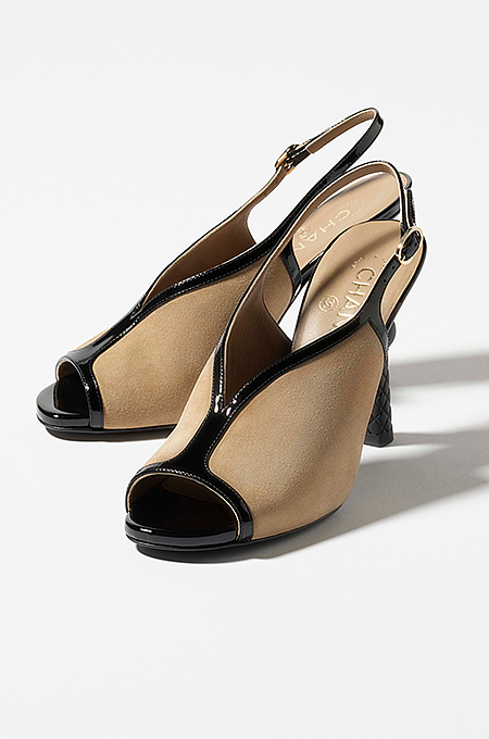 Chanel “Caviar Chic” Sculpted Slingback Heels – Camel & Noir