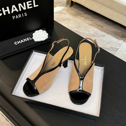 Chanel “Caviar Chic” Sculpted Slingback Heels – Camel & Noir