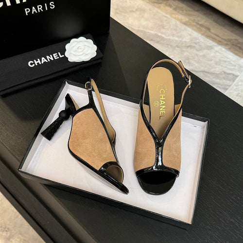 Chanel “Caviar Chic” Sculpted Slingback Heels – Camel & Noir