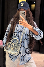 GG Monogram Plaid Shirt Top