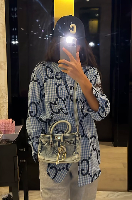 GG Monogram Plaid Shirt Top