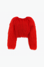 “Plush Prism” Mongolian Curly Faux Fur Cropped Jacket