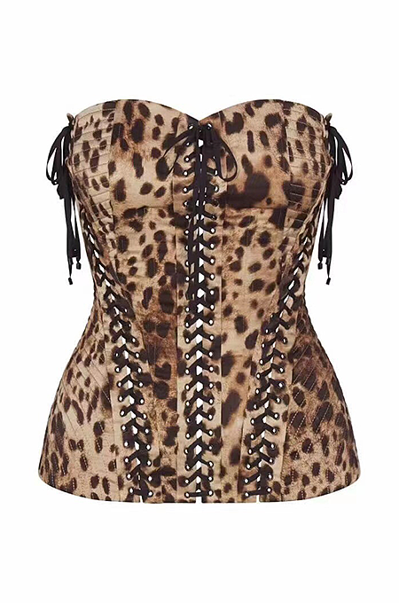 D&G Leopard Lace Up Corset