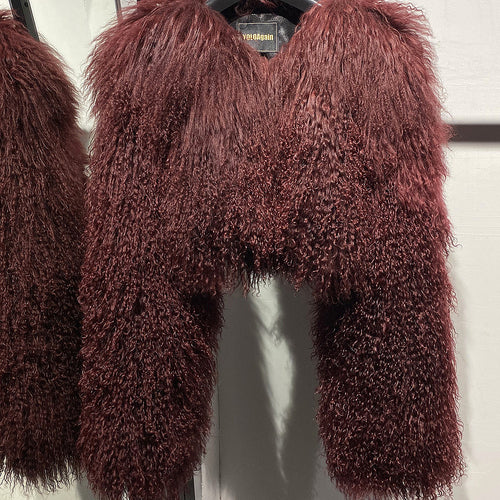 “Plush Prism” Mongolian Curly Faux Fur Cropped Jacket