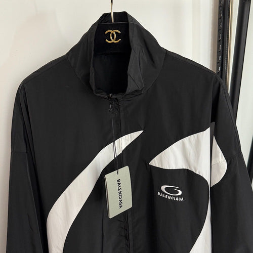 Balenciaga “Velocity Curve” Graphic Windbreaker – Black & White