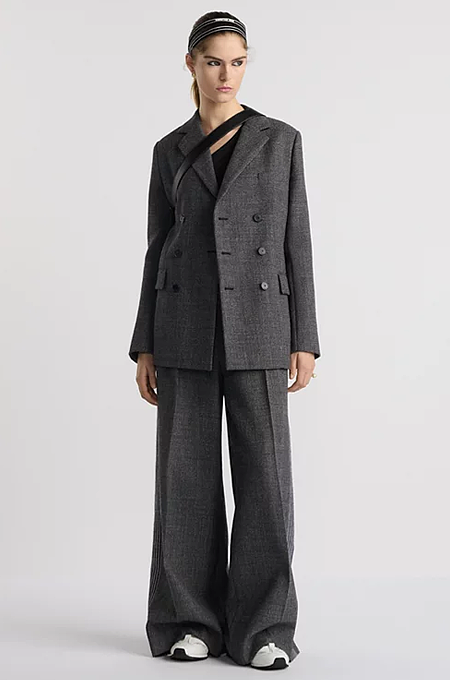 Dior Double-Breasted Charcoal Wool Blazer
