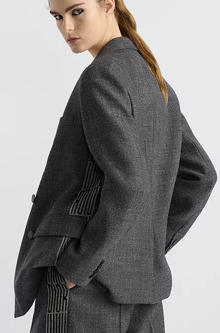 Dior Double-Breasted Charcoal Wool Blazer