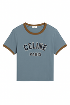 Celine Paris Vintage Ringer Tee – Blue & Chestnut