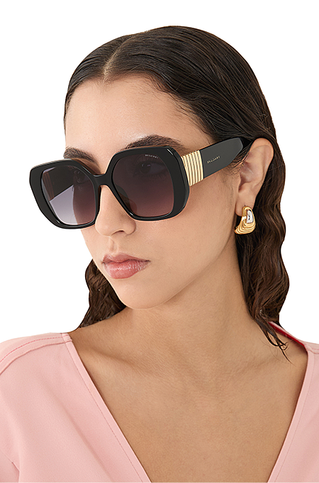 Bvlgari Icona Square Sunglasses – Gold Accent Luxury Statement Shades