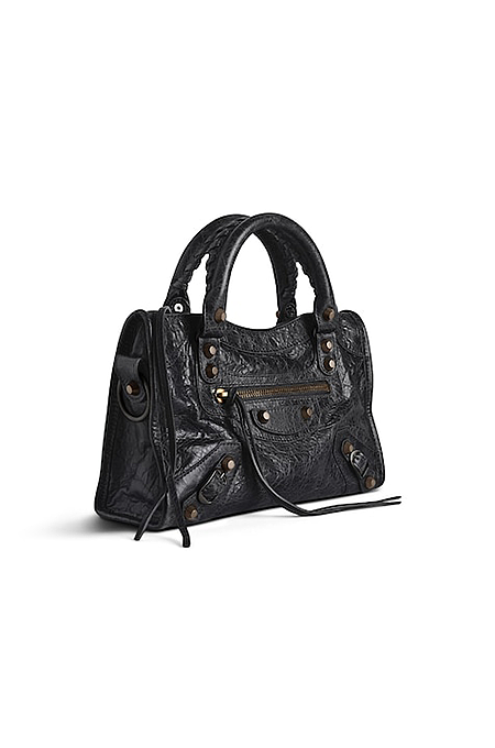 Balenciaga Le City Small Bag in Black Arena Leather