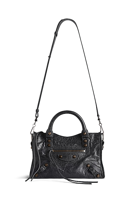 Balenciaga Le City Small Bag in Black Arena Leather