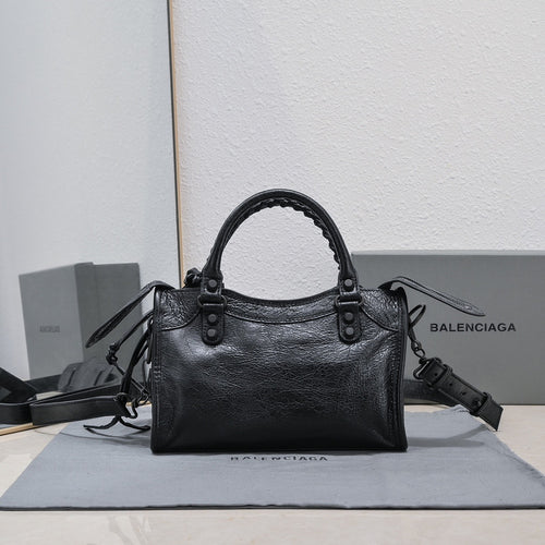 Balenciaga Le City Mini Bag in Black Arena Leather