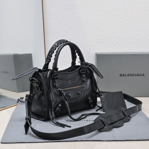 Balenciaga Le City Small Bag in Black Arena Leather
