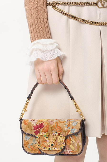 Valentino Garavani Locò Small Embroidered Shoulder Bag with Swarovski® Detail