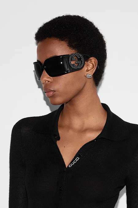 Gucci Big Frame Sunglasses with Crystalized Design
