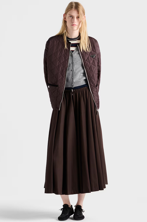 Prada Quilted Cocoa Re-Nylon Bomber Jacket