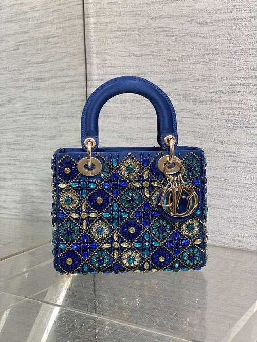 Christian Dior Metallic Rhinestone Handle Bag