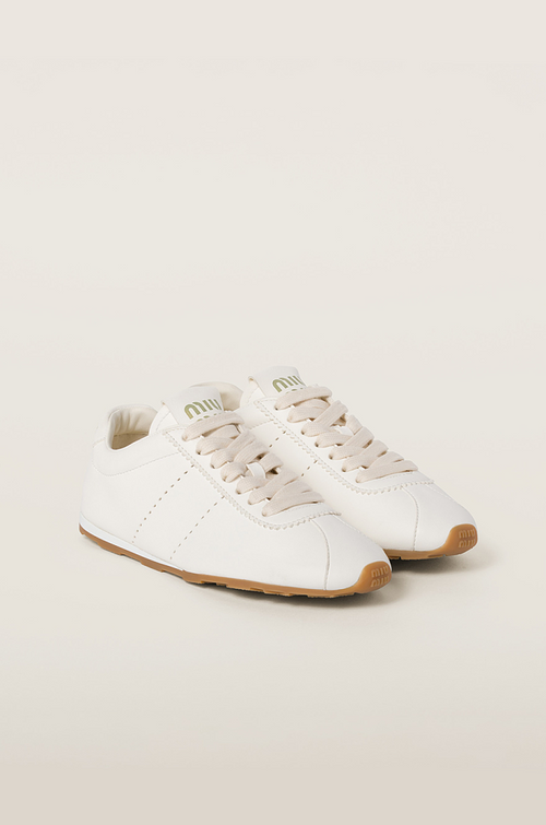 Miu Miu Plume Leather Low-Profile Sneakers – Ivoire Lumière