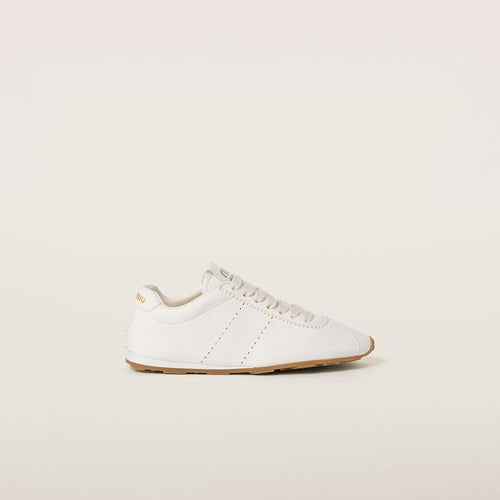 Miu Miu Plume Leather Low-Profile Sneakers – Ivoire Lumière