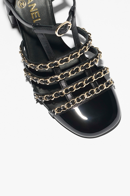 Chanel “Chaînes de Minuit” Patent Leather Heeled Sandal