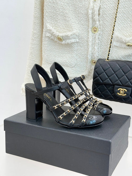Chanel “Chaînes de Minuit” Patent Leather Heeled Sandal