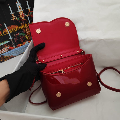 D&G Patent Leather Handbag with Gold Detailing