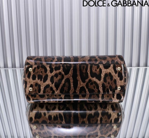 D&G Sicily Leopard Shoulder Bag featuring gold detailing
