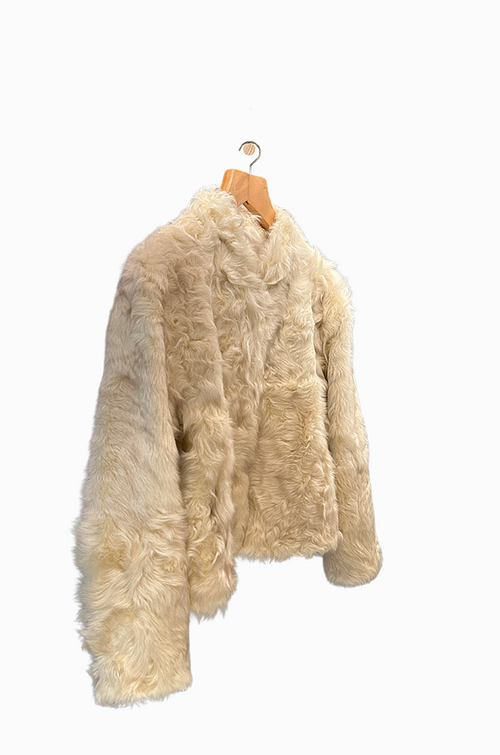 “Cocoon d’Hiver” Ivory Shearling-Texture Fleece Jacket