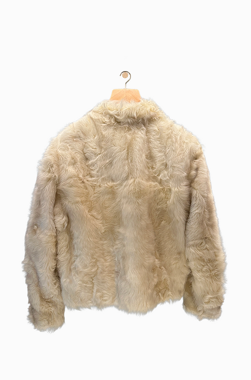 “Cocoon d’Hiver” Ivory Shearling-Texture Fleece Jacket