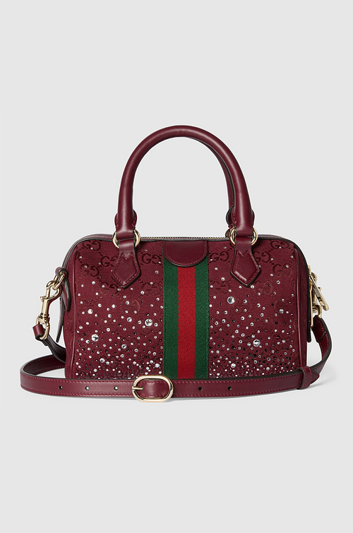 Gucci Ophidia Crystals Small Boston Bag