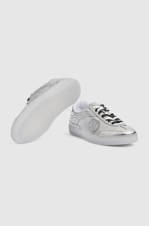 Gucci “Argento Monogram” Metallic Low-Top Sneakers