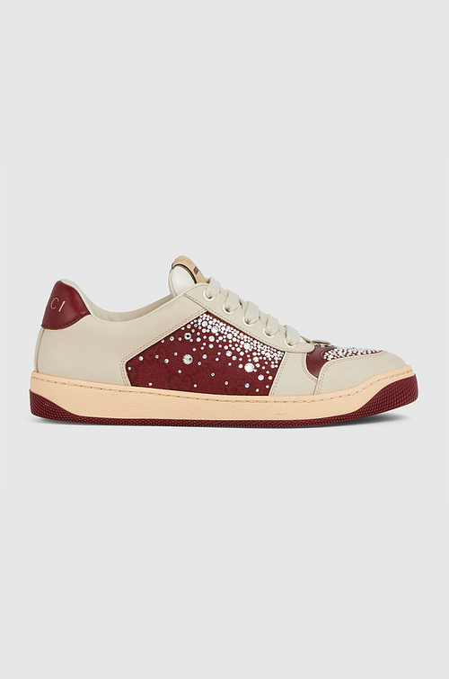 GUCCI “Rouge Cristalline” Crystal Encrusted Court Sneaker