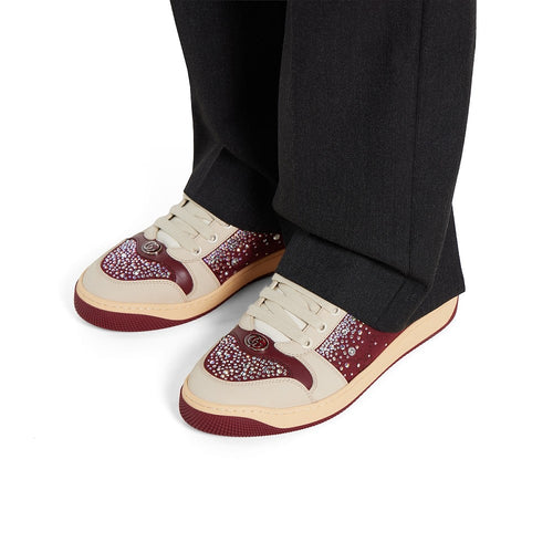 GUCCI “Rouge Cristalline” Crystal Encrusted Court Sneaker