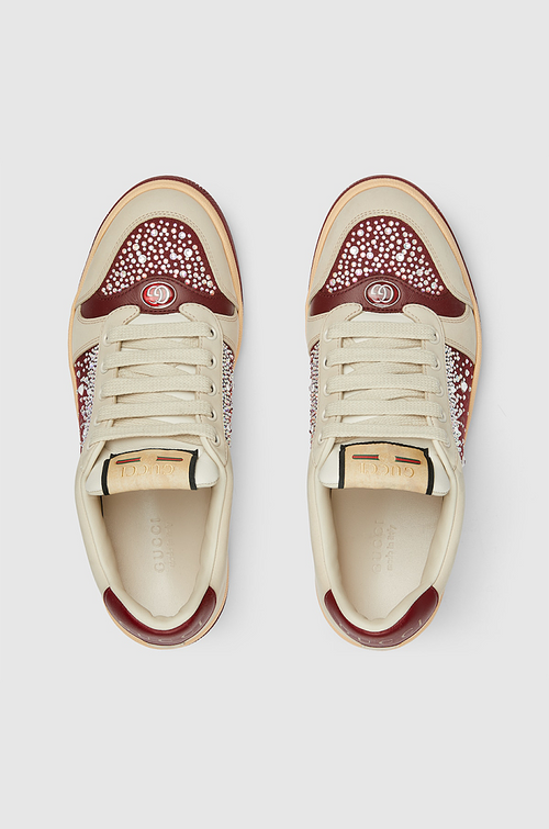 GUCCI “Rouge Cristalline” Crystal Encrusted Court Sneaker