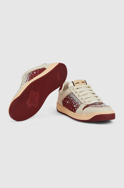 GUCCI “Rouge Cristalline” Crystal Encrusted Court Sneaker