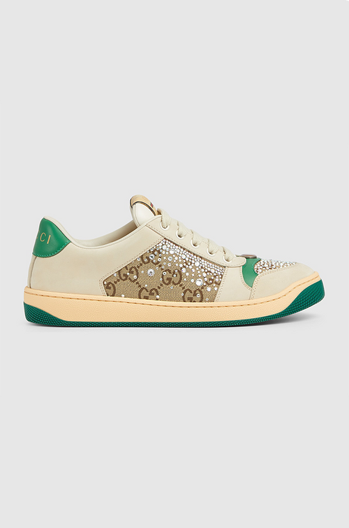 GUCCI “Lumineux Verde” Crystal-Set Low Sneakers