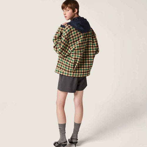 “Miu Miu Alpine Revue” Hooded Wool Check Jacket (S–L)