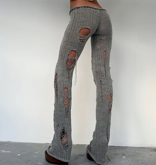Déchiré Knit Flare Pants